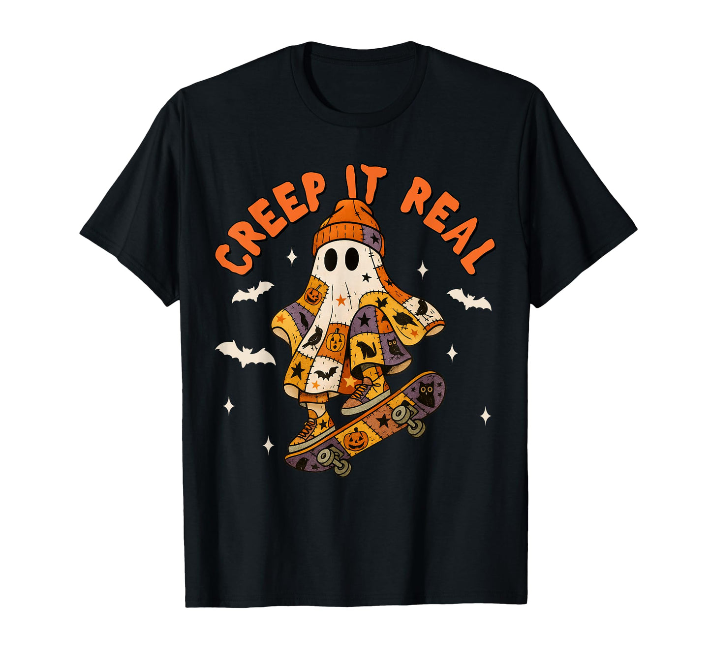 Retro Halloween Creep It Real Cool Ghost Boy Fall Season T-Shirt