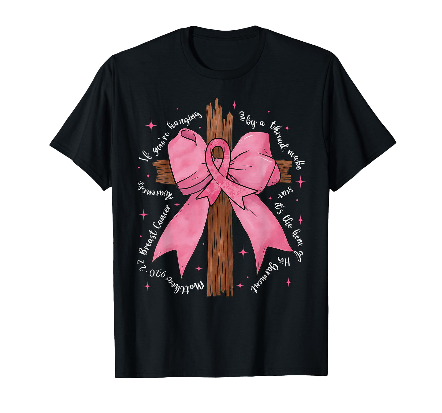 Jesus Pink Coquette Bow Cross Breast Cancer Awareness T-Shirt