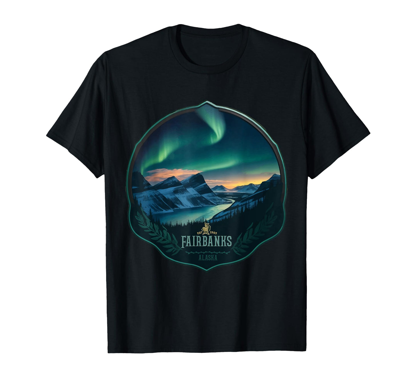 Fairbanks Retro US Northern lights Alaska Vintage parks T-Shirt