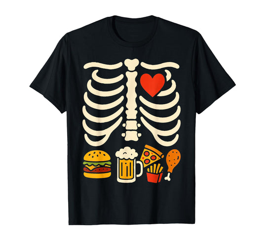 Beer Belly & Baby Skeleton Pregnancy Couples Halloween Dad T-Shirt