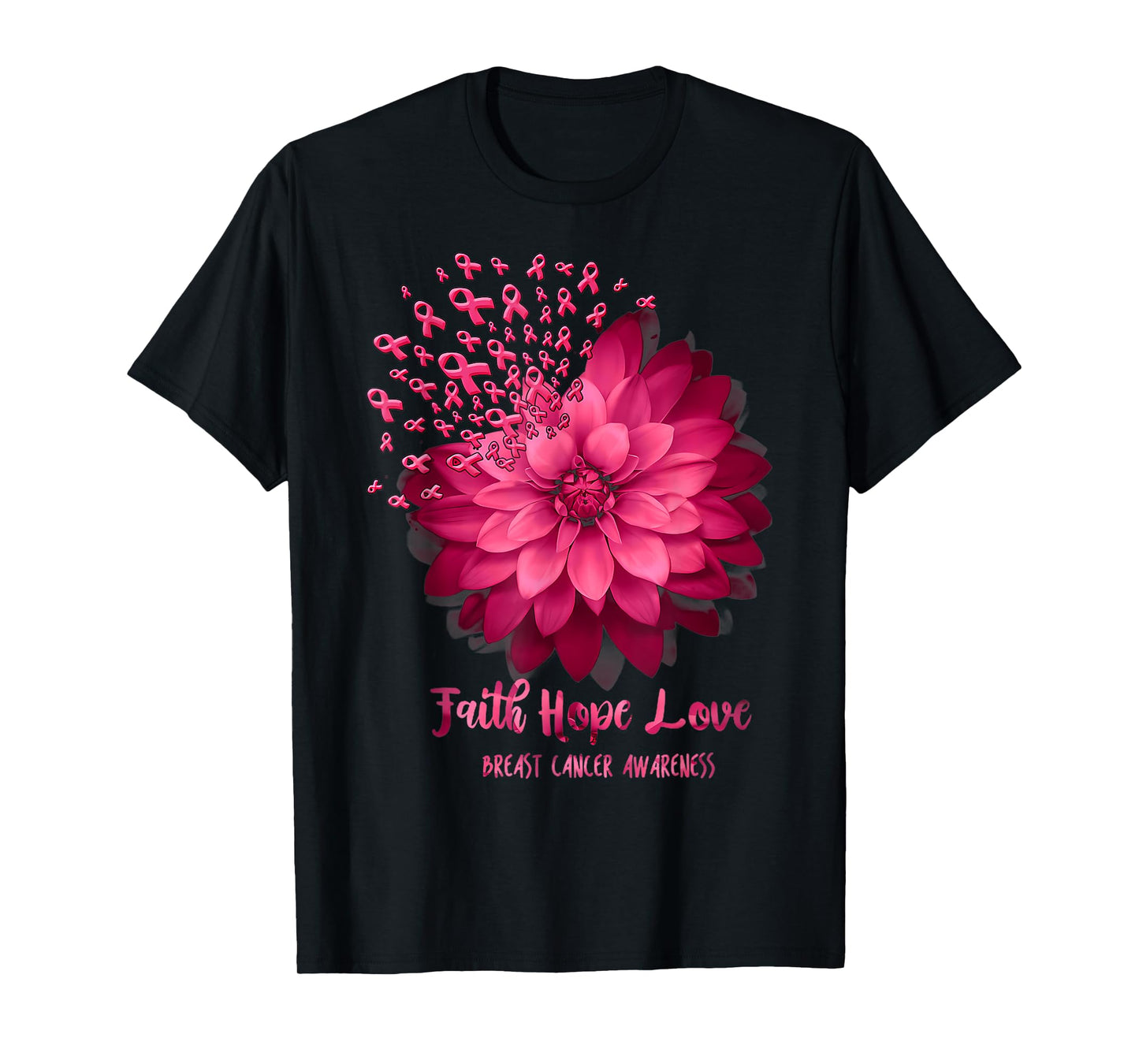 Daisy Faith Hope Love Breast Cancer Awareness Flower Ribbon T-Shirt