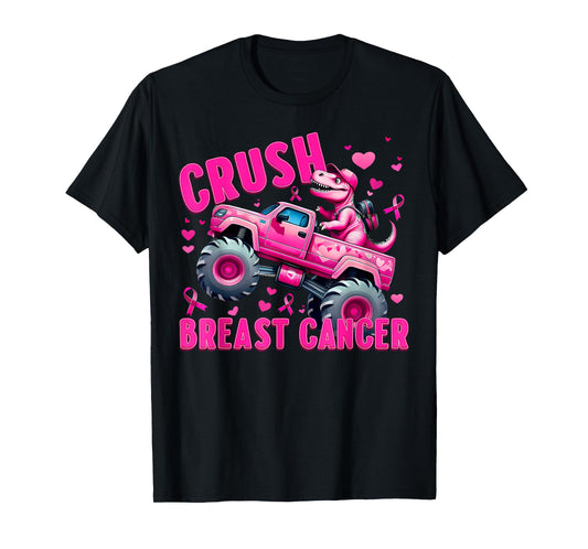 Crush Breast Cancer Awareness Monster Truck Boy Kids Teens T-Shirt