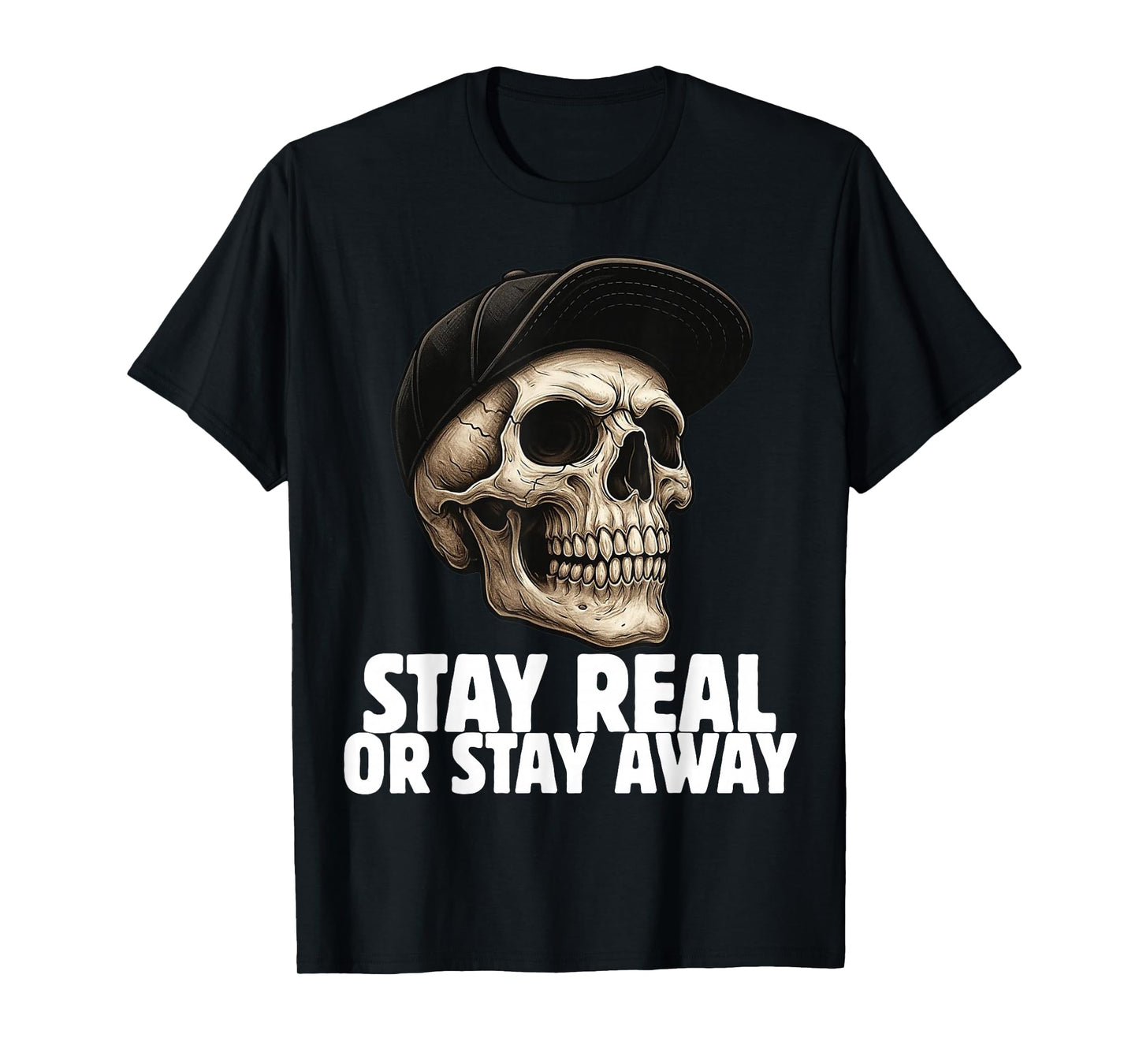 Skull in Cap Street Style Urban Art Skeleton T-Shirt