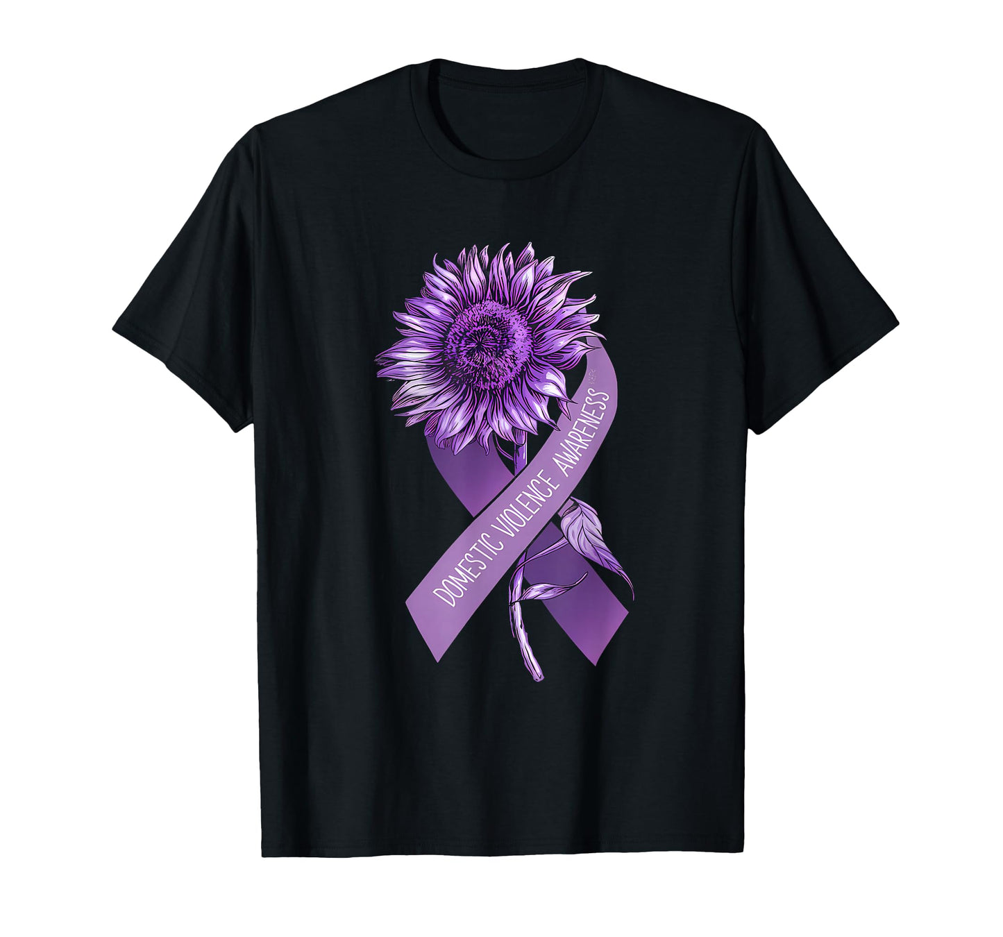 Domestic Violence Awareness Sunflower Purple Ribbon T-Shirt