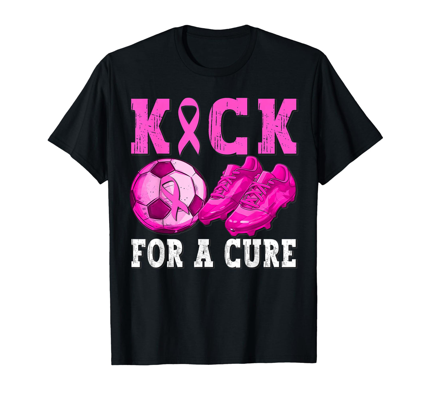 Kick For a Cure Breast Cancer Awareness Soccer Ball Ribbon T-Shirt