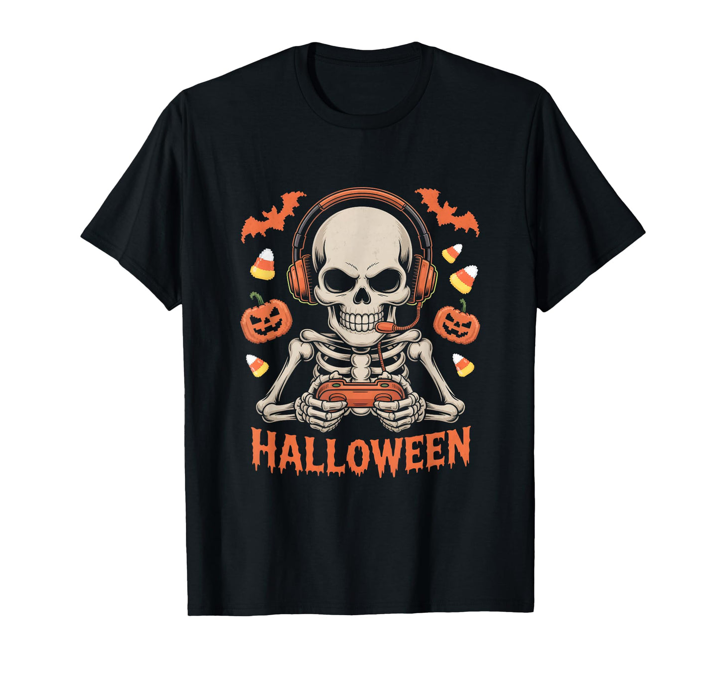Halloween Skeleton Gamer Gaming T-Shirt