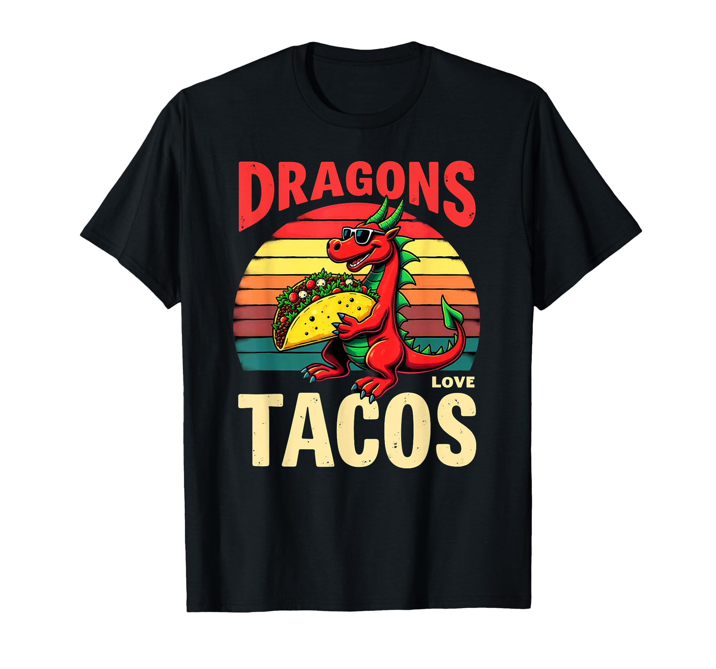Retro Dragons Love Tacos T-Shirt