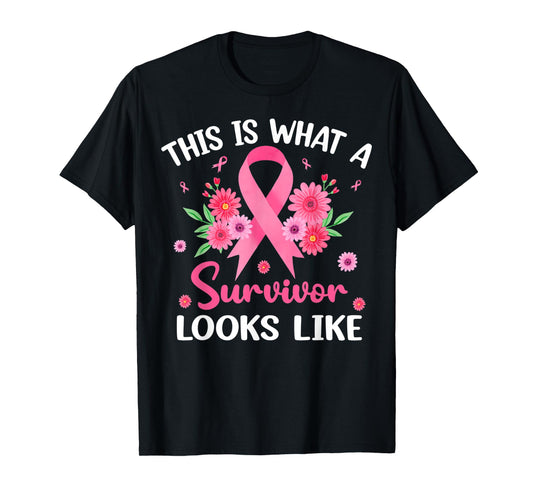 This Is What A Survivor Looks Like Pink Ribbon Breast Cancer T-Shirt