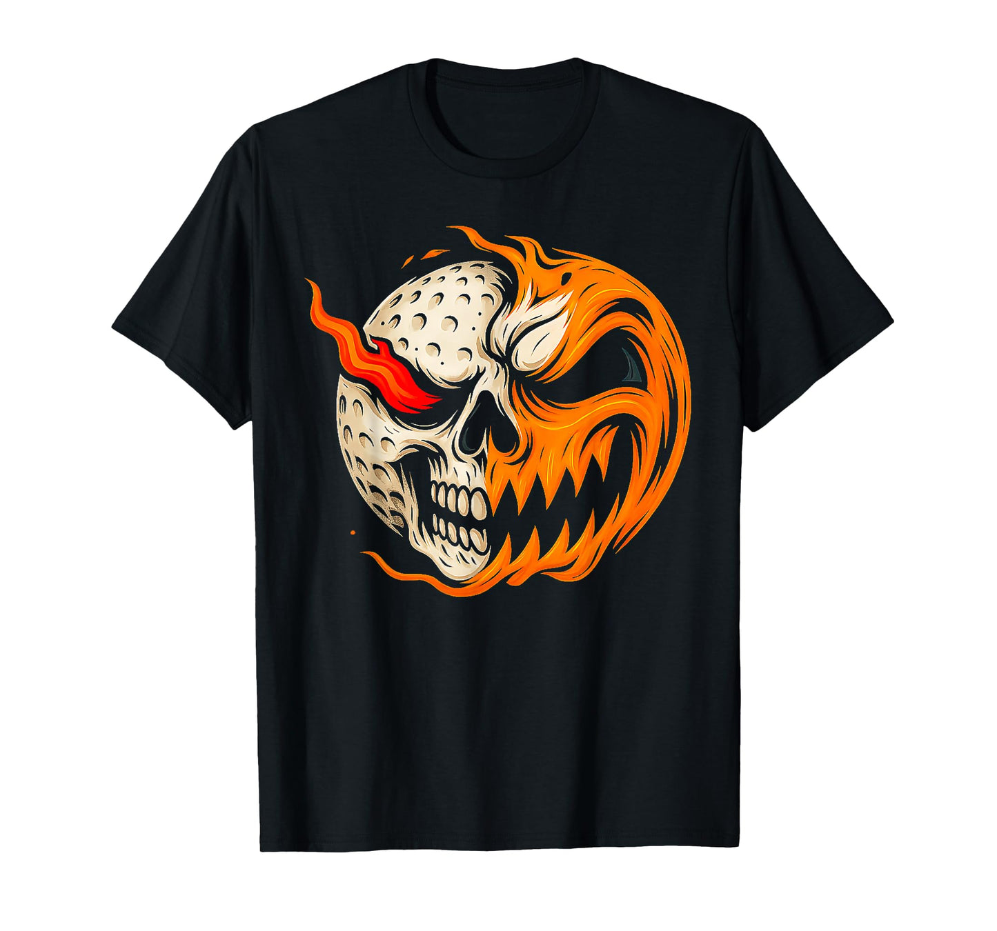 Pumpkin Skull Skeleton Spooky Golf Ball Player Halloween T-Shirt