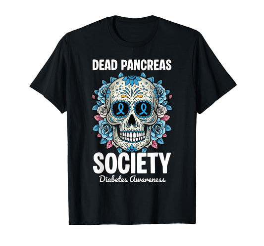 Dead Pancreas Society Halloween Sugarskull Floral T-Shirt