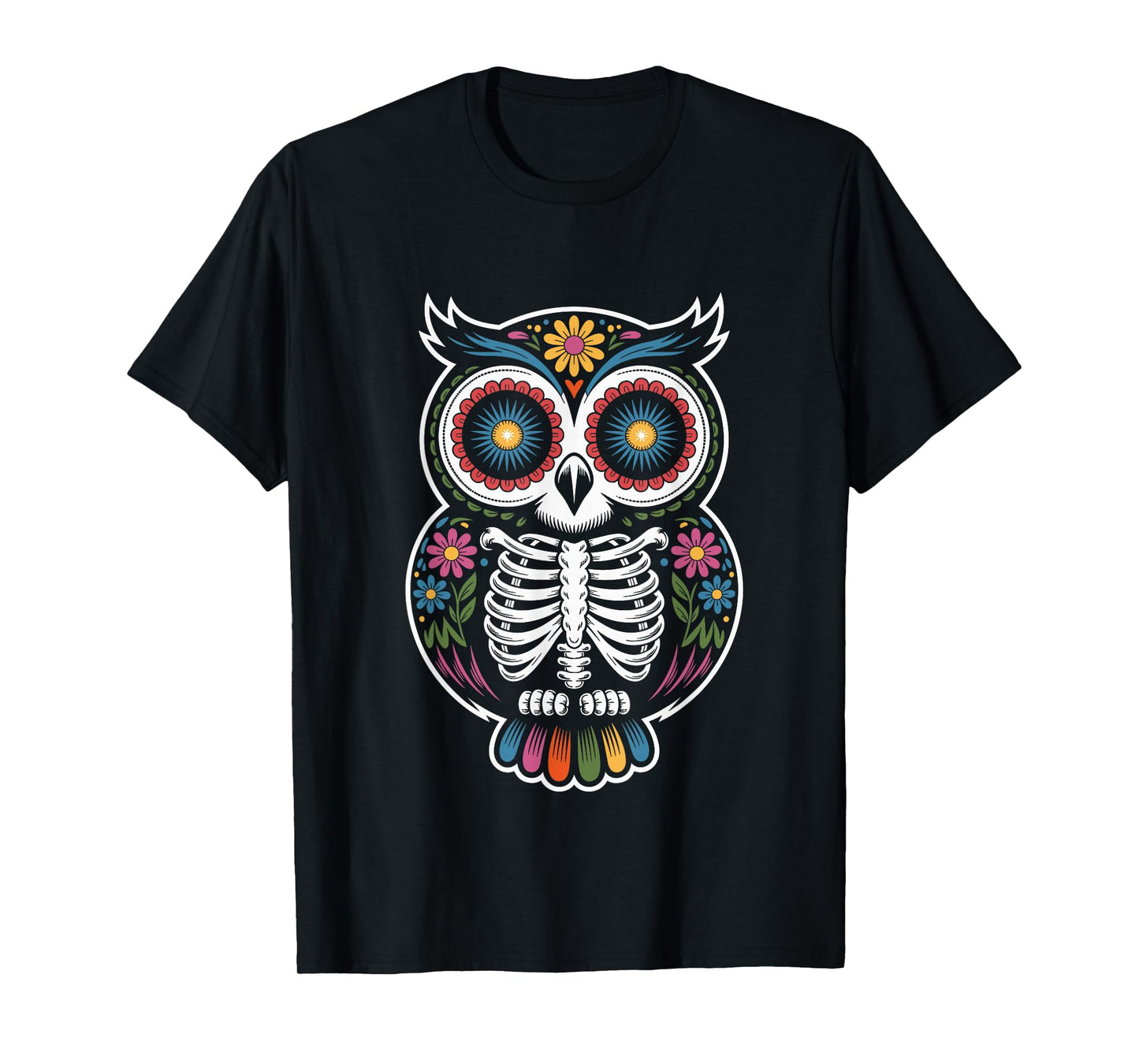 Owl Sugar Skull Dia De Los Muertos Mexican T-Shirt
