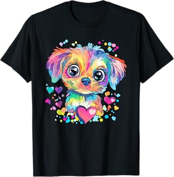Rainbow Puppy With Hearts T-Shirt
