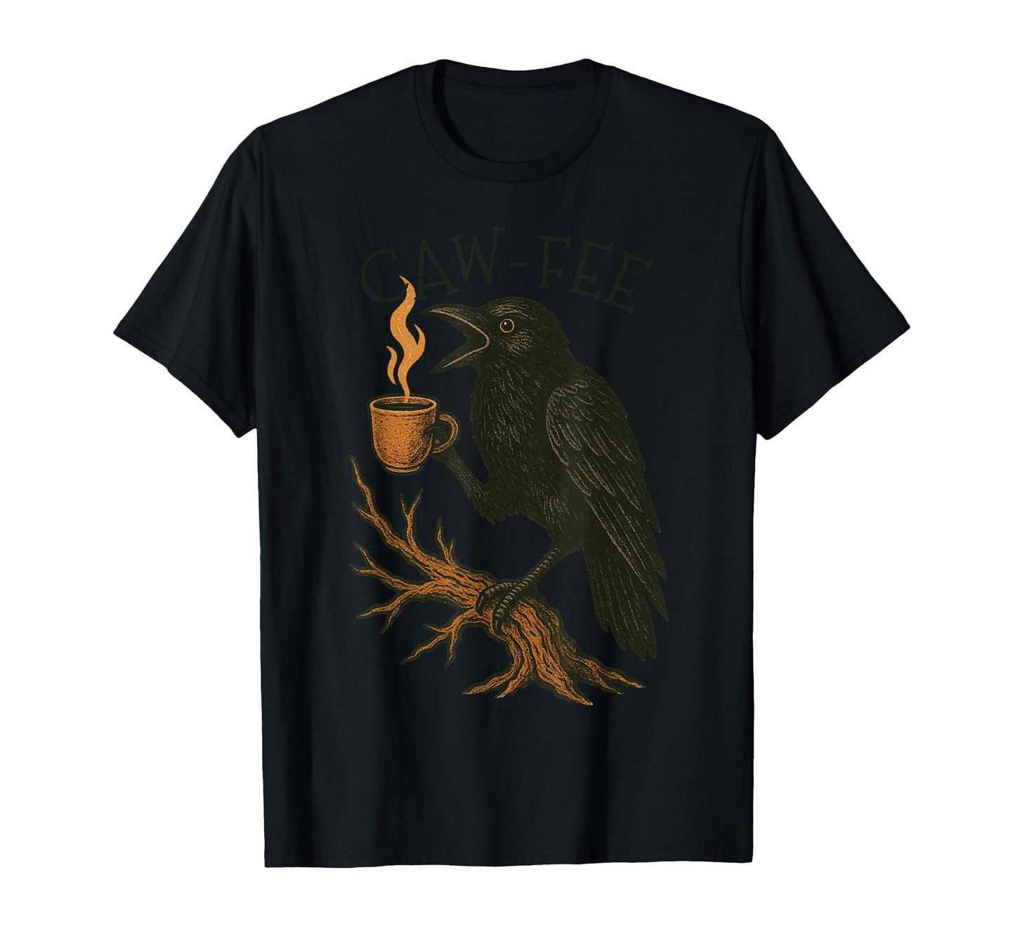 Caw-fee Funny Crow Blackbird Raven Caw Caffeine Coffee Lover T-Shirt