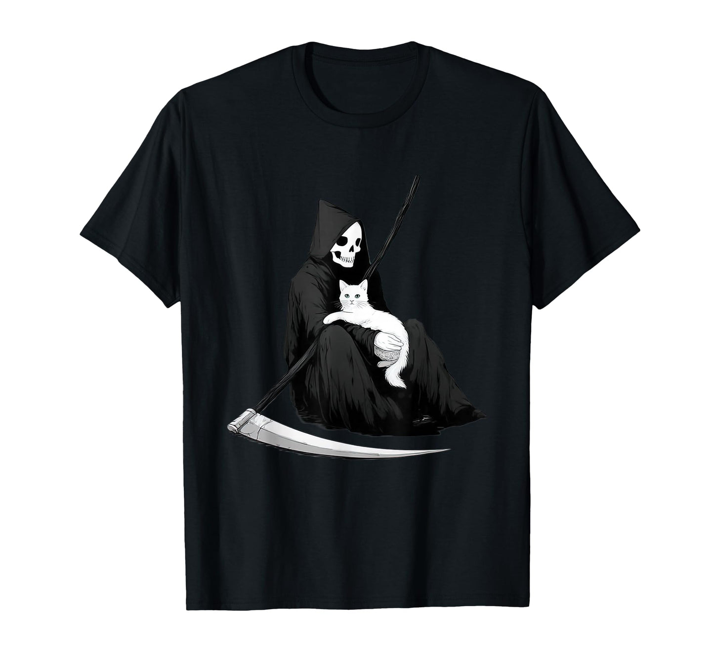 Skeleton Death Cat Lover Funny Skull & Kitty Halloween T-Shirt