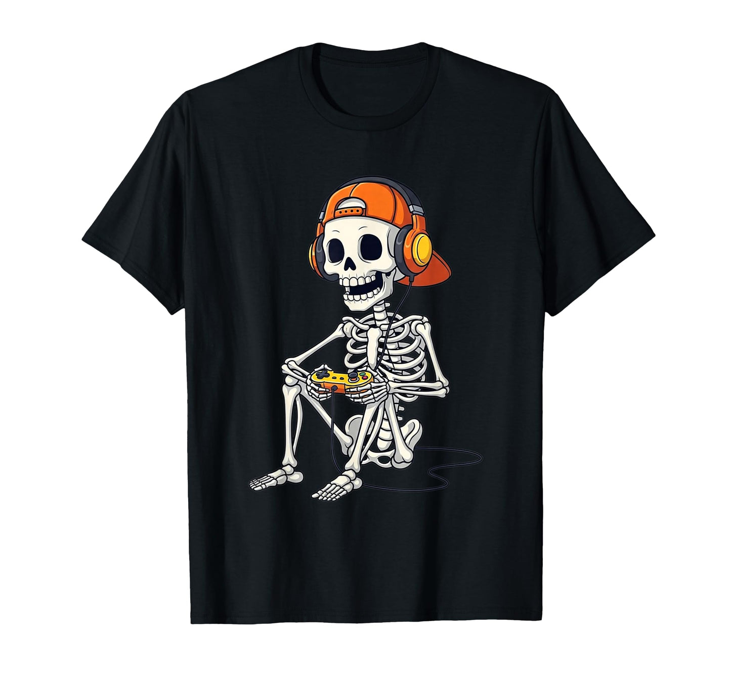 Halloween Skeleton Gamer Video Gaming Boys Men Kids Tees T-Shirt