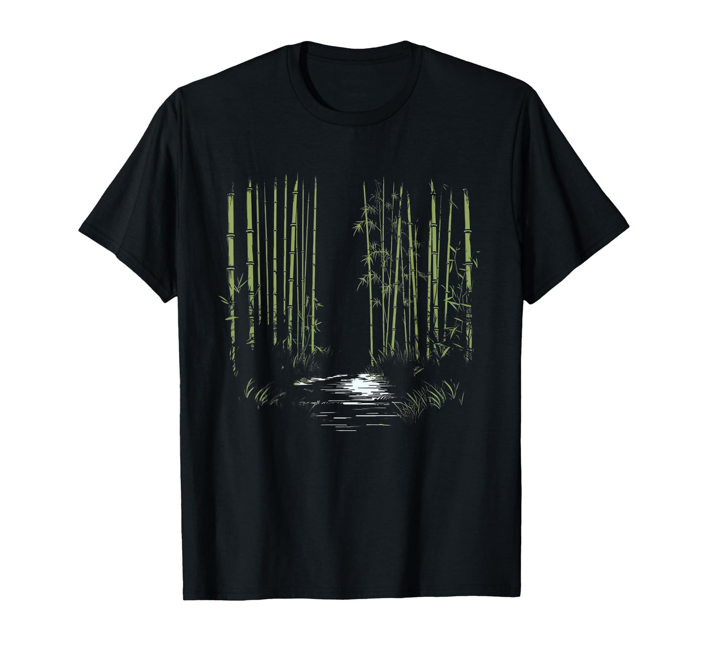 Minimalist Asian Bamboo Forest Line Art Nature T-Shirt