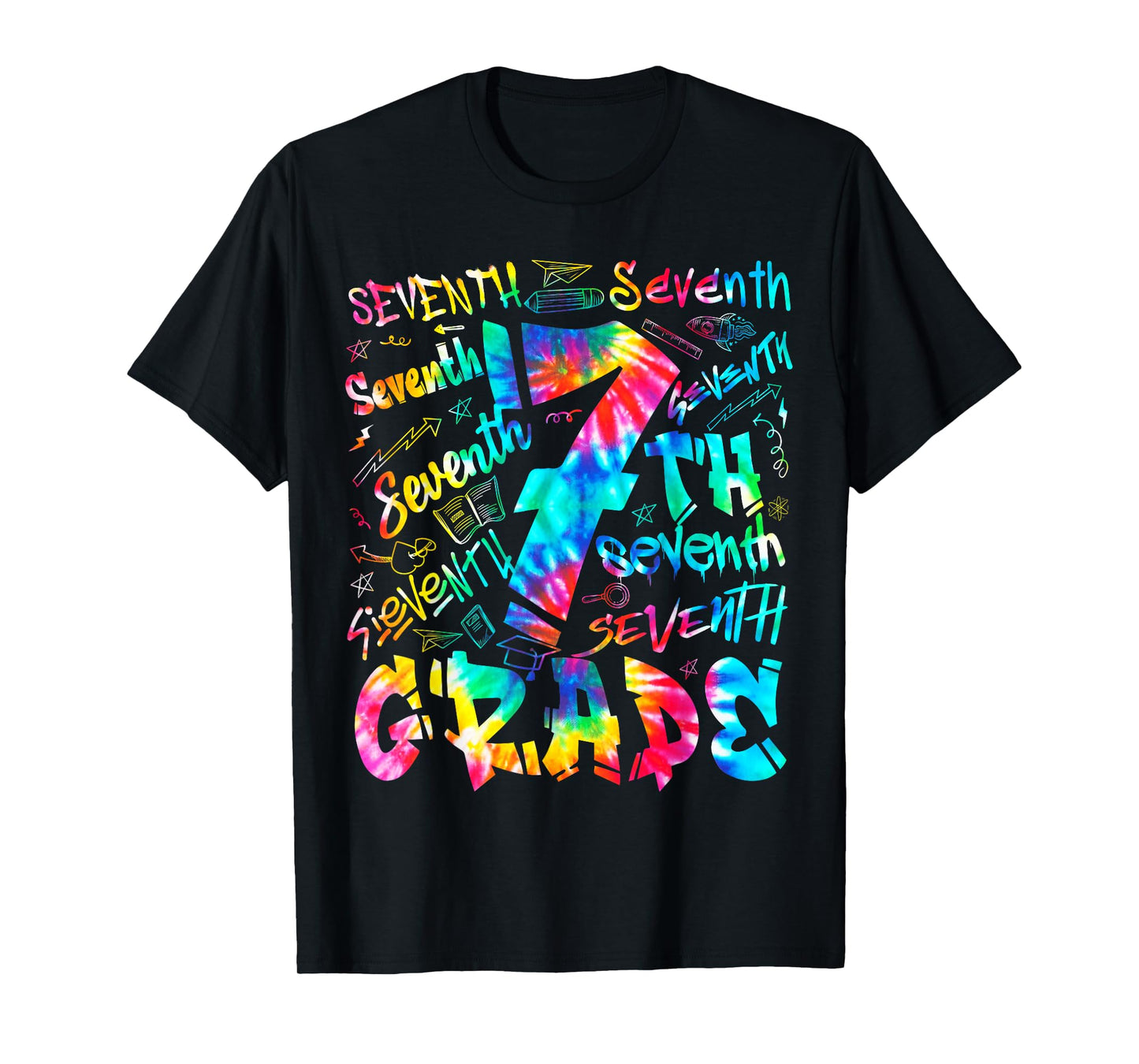 Back To School Seventh 7th Grade Tie Dye Typography Teacher T-Shirt