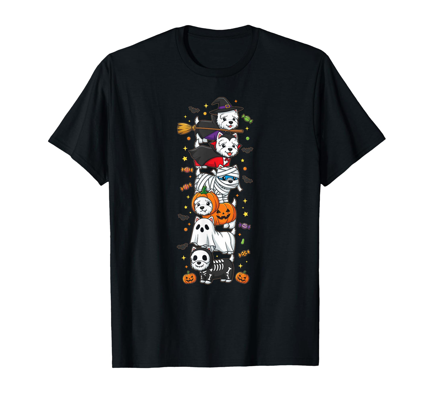 West Highland White Terrier Witch Vampire Ghost Halloween T-Shirt