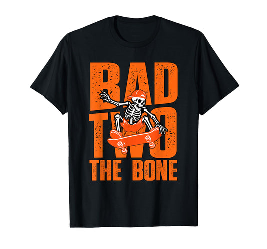 Bad Two The Bone Party Skate Skeleton 2nd Birthday Boy T-Shirt