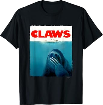 CLAWS Funny JAWS Parody Cute Sloth Attacking Like A Shark T-Shirt