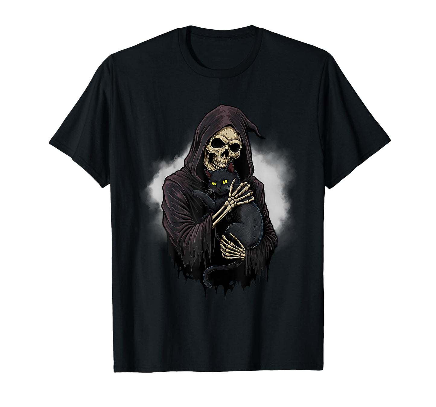 Funny Skeleton Hugging Cat Halloween Cat Lover Cat Mom Dad T-Shirt