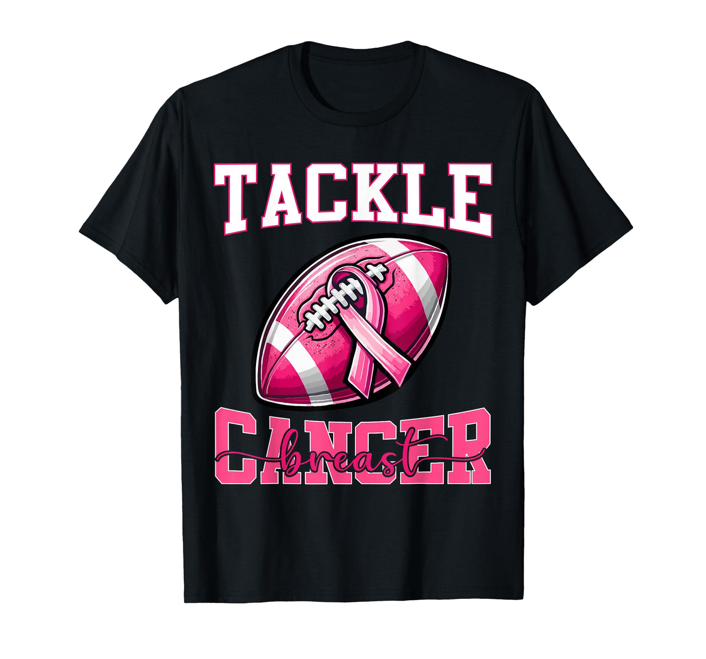 Tackle Breast Cancer Football Pink Ribbon Cancer Awareness T-Shirt