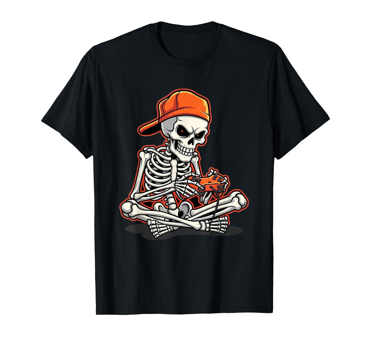 Halloween Skeleton Gamer Video Gaming Funny Skeleton T-Shirt