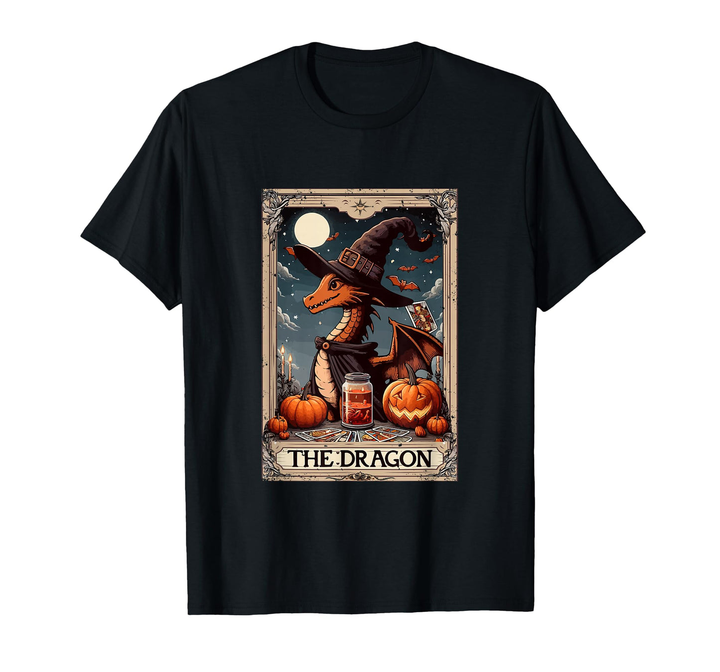 The Dragon Halloween Witch Cute Tarot Card Lover Player T-Shirt