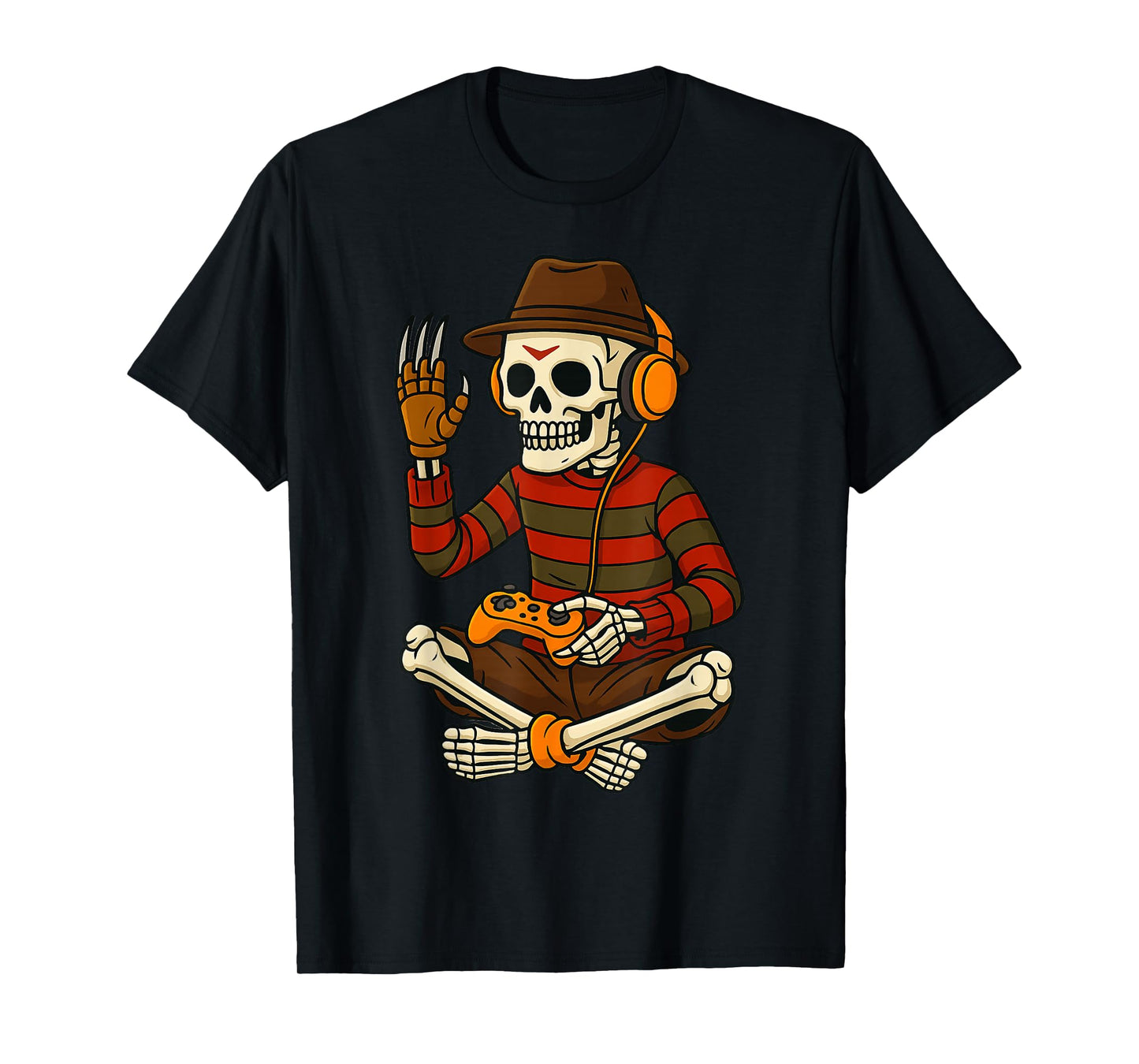 Halloween Skeleton Gamer Video Gaming Funny Skeleton Gaming T-Shirt