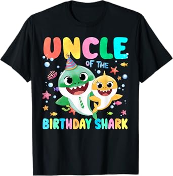 Uncle Of The Birthday Family Shark Funny Kids Birthday Party T-Shirt