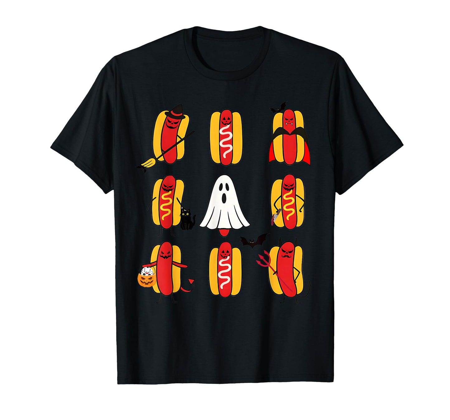 Hot Dogs Cosplay Wicth Boo Ghosts Food Halloween Costumes T-Shirt