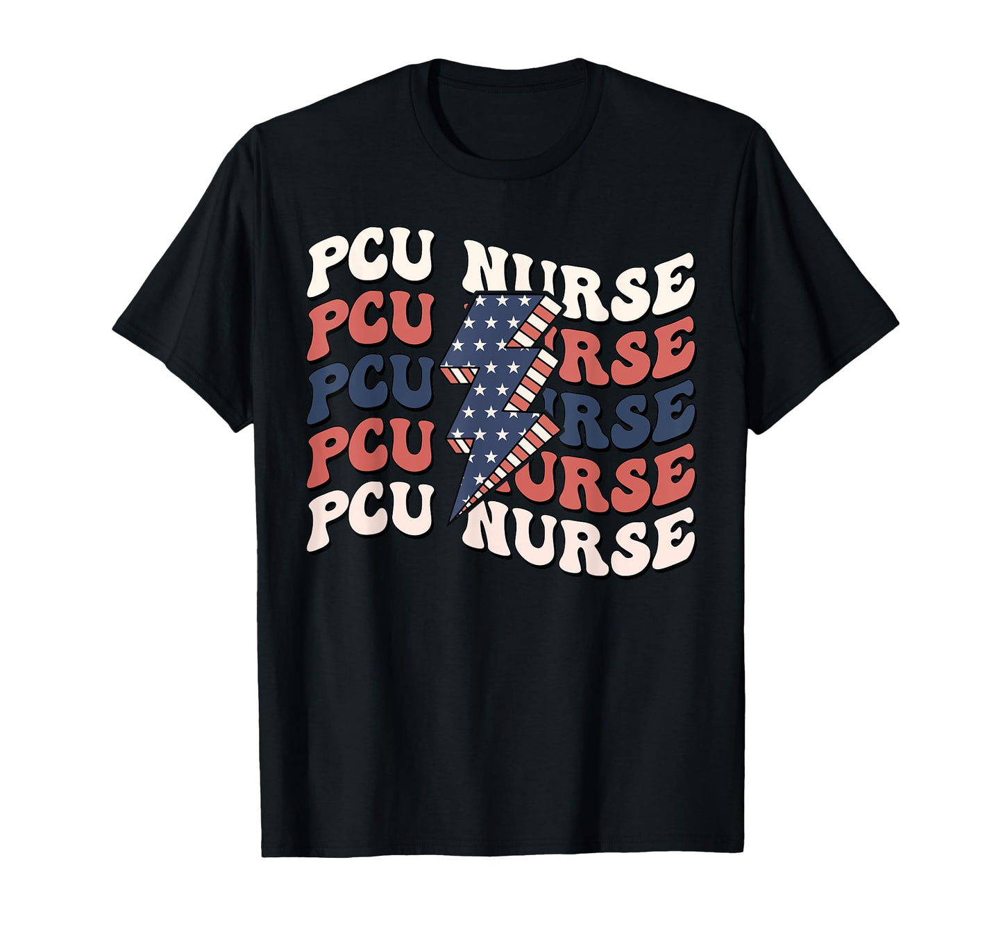 Retro Groovy PCU Nurse 4th Of July Progressive Care Nurse T-Shirt