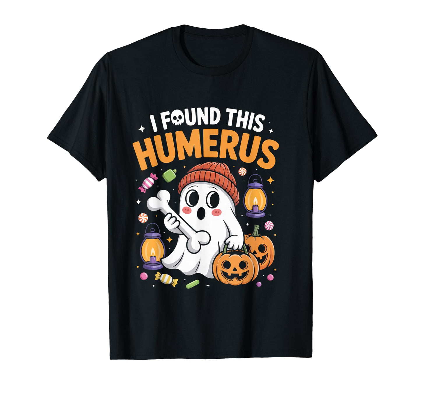 Ghost I Found This Humerus Funny Halloween Skeleton Women T-Shirt