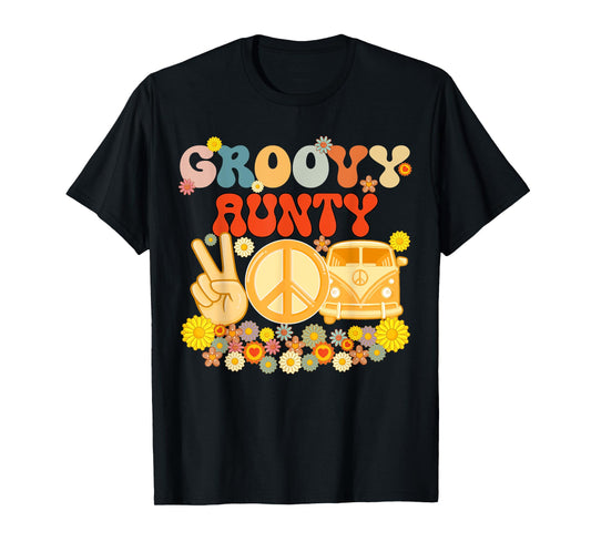 Groovy Aunty Retro Matching Family Baby Shower Mother's Day T-Shirt
