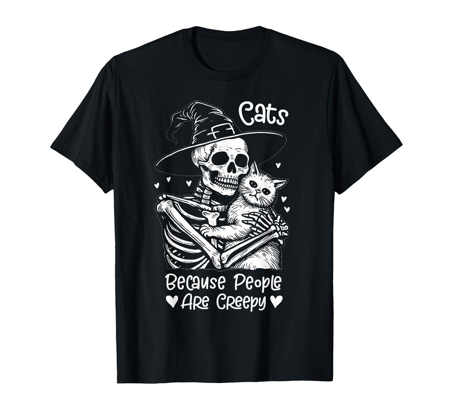 Cats Because People are Creepy Cute Cat Halloween Skeleton T-Shirt