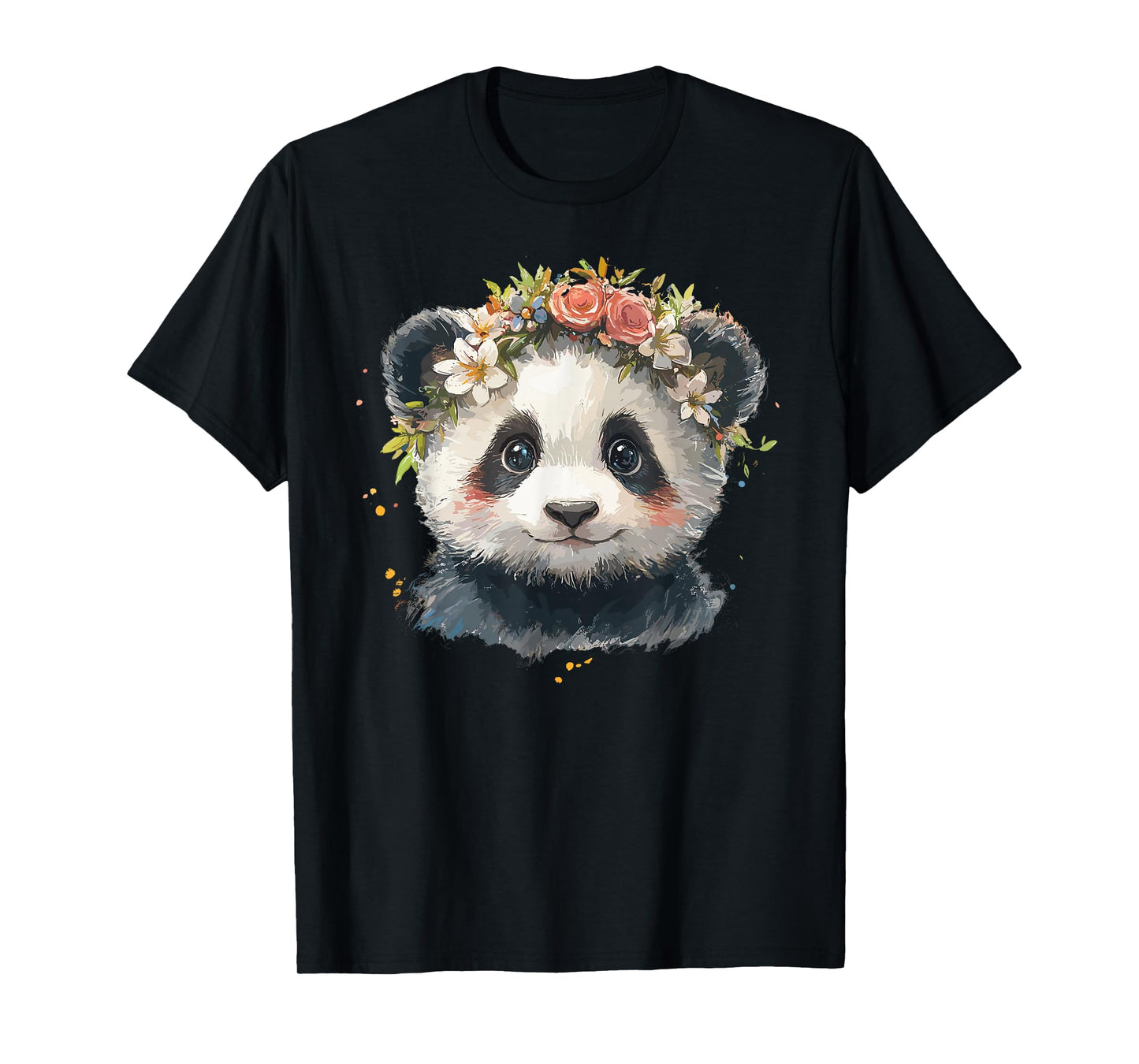 Adorable Panda With Flower Crown Illustration T-Shirt