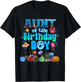 Aunt Of The Birthday Boy Aquarium Sea Animals Matching T-Shirt