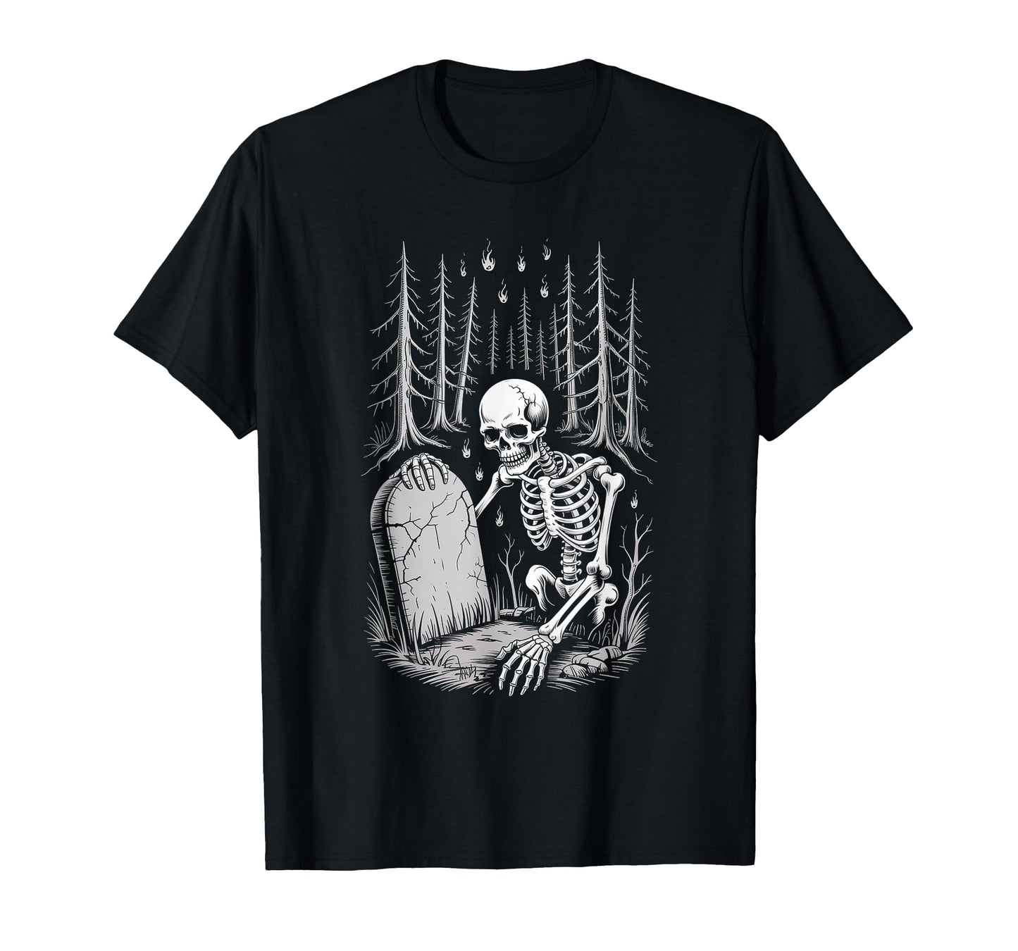 Creepy Skeleton Rising in Haunted Forest Scene Gift T-Shirt