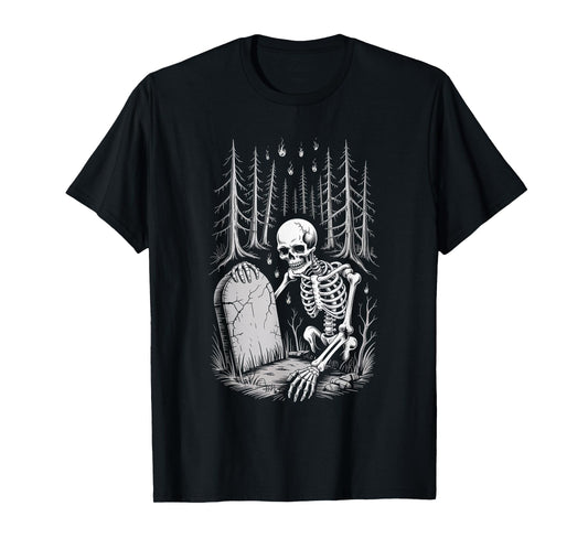 Creepy Skeleton Rising in Haunted Forest Scene Gift T-Shirt