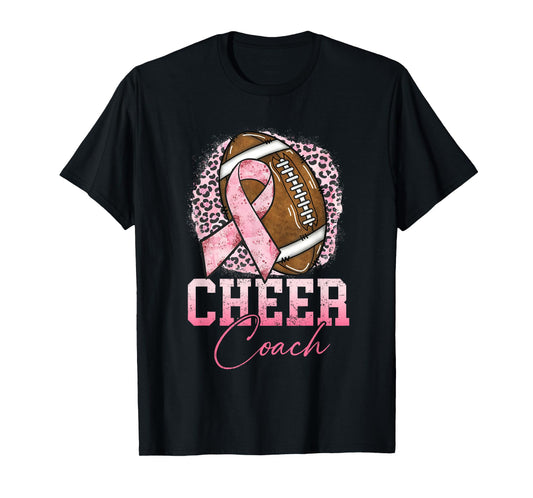 Football Cheer Coach Pink Ribbon Breast Cancer Awareness T-Shirt