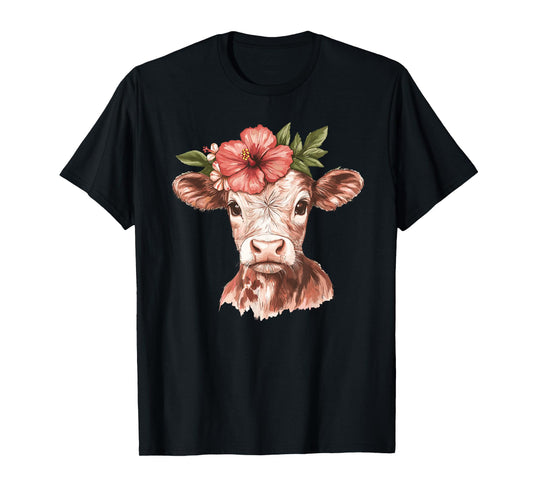 Cow With Flowers T-Shirt