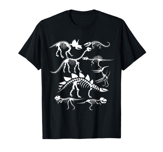 Dinosaurs Paleontology Types of Dinosaurs Skeleton Bones T-Shirt