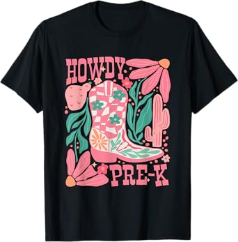 Howdy Prek Teacher Western Pre-K Grade Team Cowboy Cowgirl T-Shirt