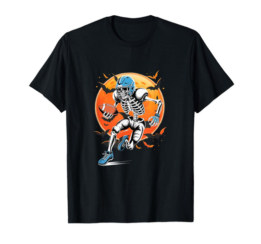 American Football Skeleton Halloween Men Boys Football Fan T-Shirt