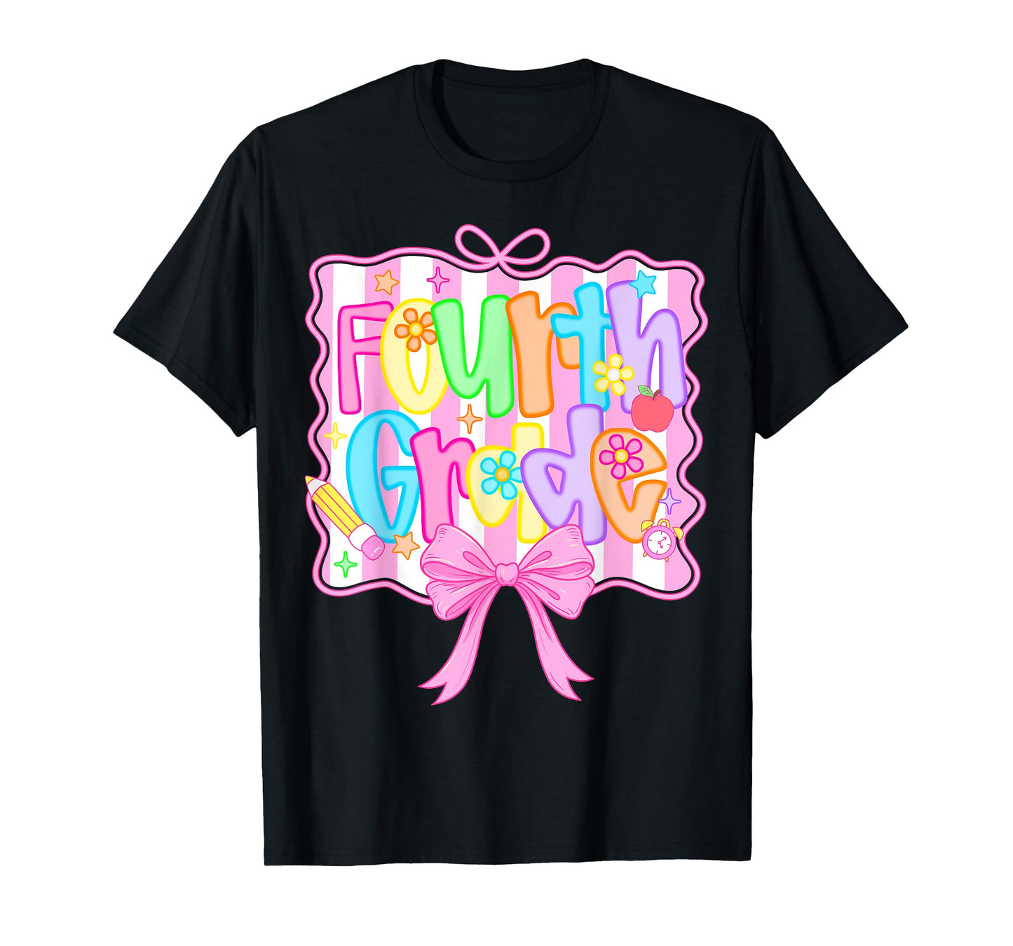 Fourth Grade Back to School Bow Cute Coquette 4th Grade Girl T-Shirt