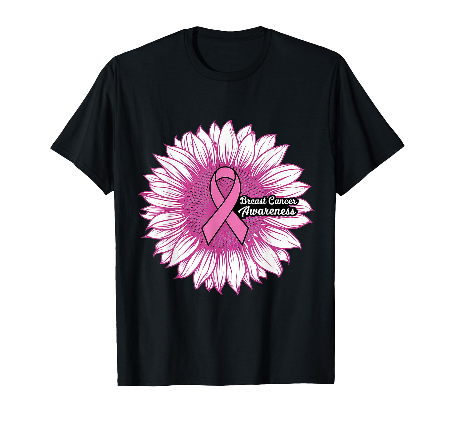Breast Cancer Awareness Month Sunflower Pink Ribbon T-Shirt