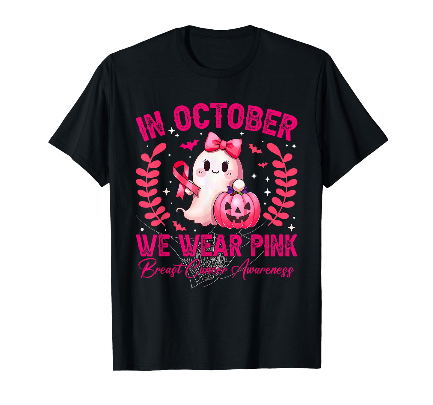 Breast Cancer Halloween Women in October We Wear Pink T-Shirt