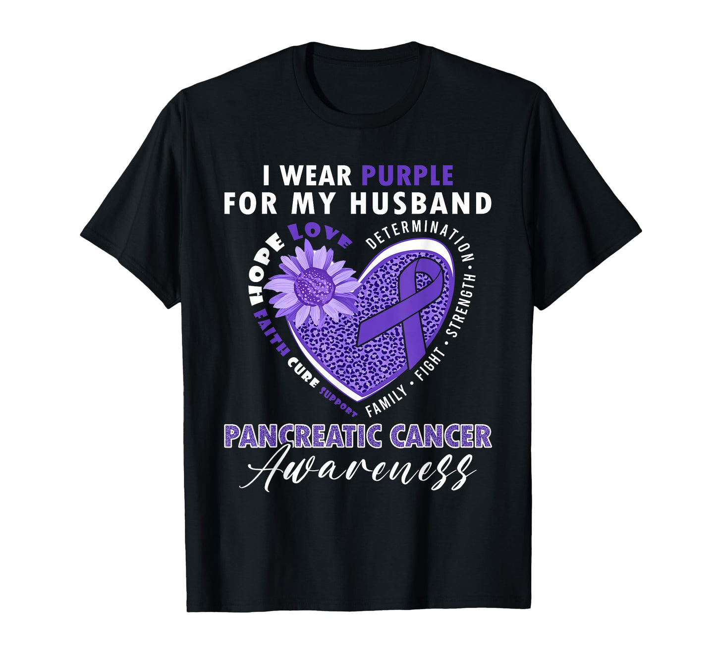 I Wear Purple For My Husband Pancreatic Cancer Awareness T-Shirt