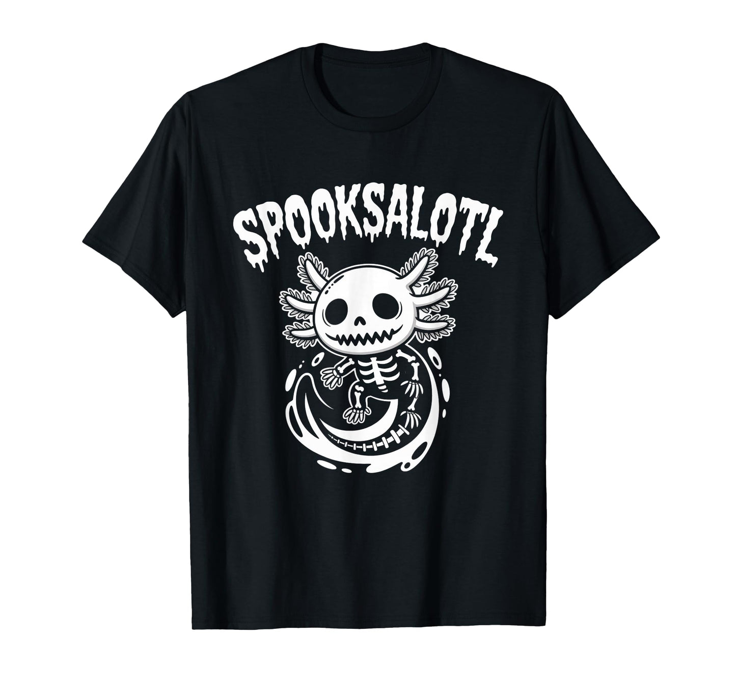 Cute Axolotl Skeleton Spooksalotl Halloween Kids Boys Girls T-Shirt