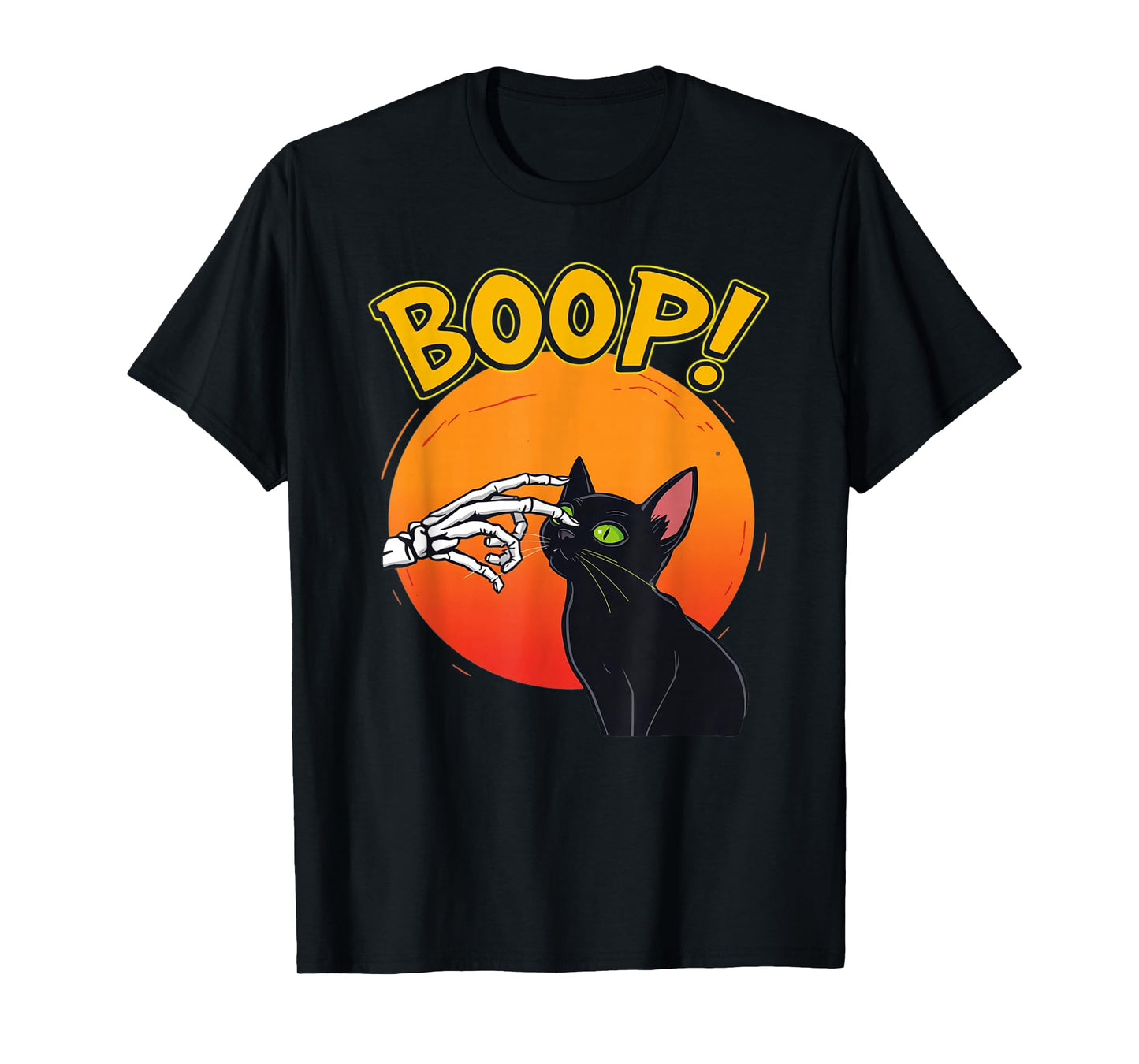 Skeleton Hand Boop On A Cat's Nose Funny Halloween Graphic T-Shirt